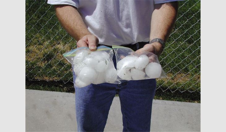 Baseball-sized hail was produced during a hailstorm in Scottsbluff, Neb., in 2001.