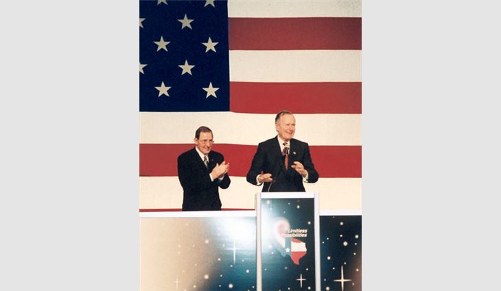 During his speech, former President George H.W. Bush brought the audience, including NRCA President Mike Promen, to its feet.