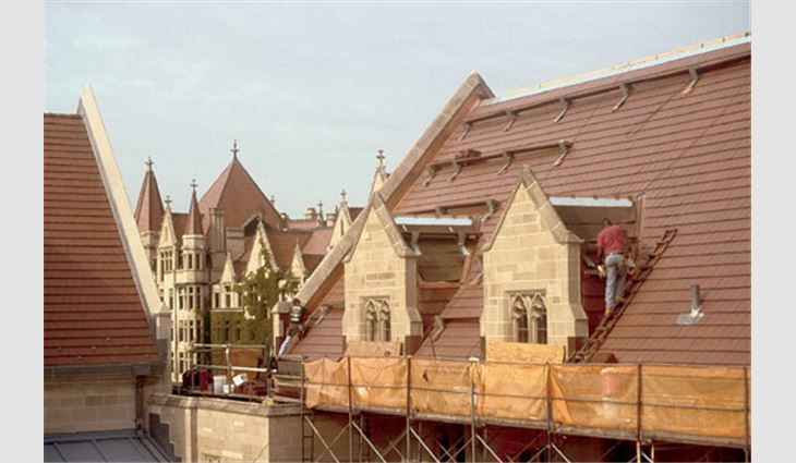 Knickerbocker Roofing and Paving Co. Inc., Harvey, Ill., installed 280 squares (2520 m&sup2;) of clay tile. 