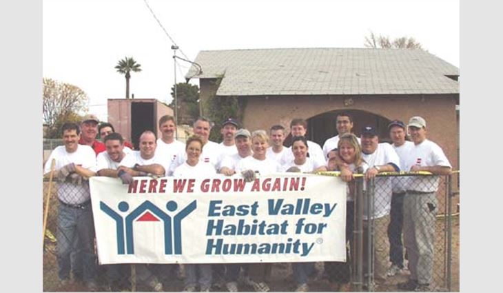 Wayne, N.J.-based GAF Materials Corp. and U.S. Intec volunteers combined efforts for a corporate charity event through East Valley Habitat for Humanity, Chandler, Ariz.