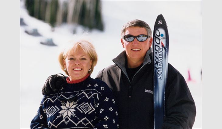 Conway with his wife, Lynda, during a ski trip in Deer Valley, Utah.