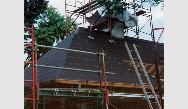 A No. 43 base sheet was installed on several roof areas. 
