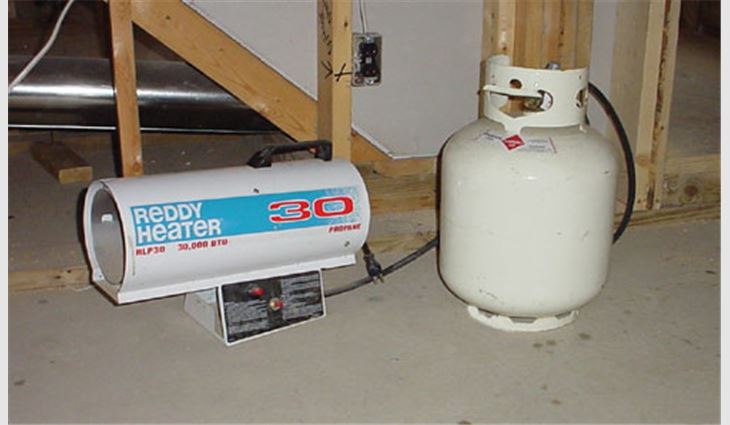 To get warm, workers often use temporary heaters, such as the propane heater shown here.