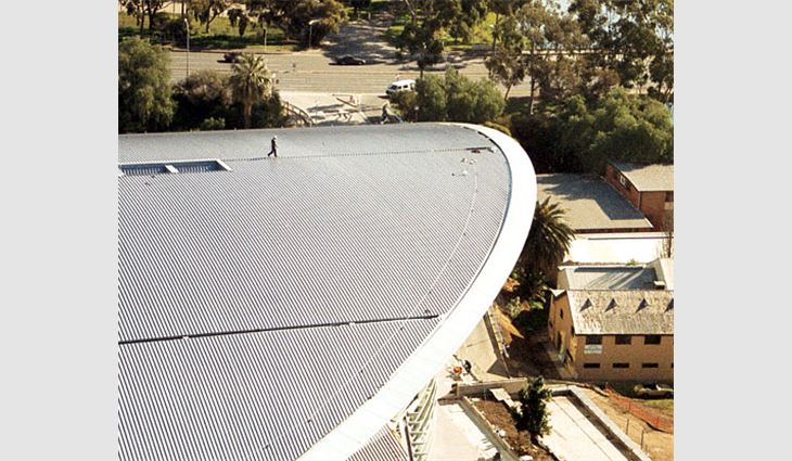 Chadclad 240 roof panels, which interlock, top off the award-winning roof assembly.
