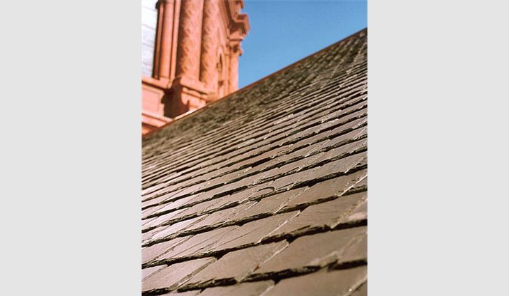Buckingham slate was used to replace the cathedral's existing Buckingham slate roof systems.