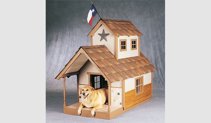 Elk Premium Building Products Inc., Dallas, donated materials to build a dog house that was auctioned to benefit the Dallas-area Society for Prevention of Cruelty to Animals.