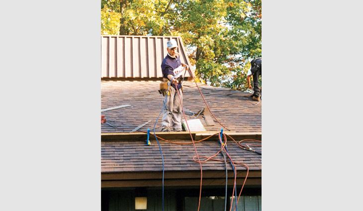 North/East Roofing Contractors Association members reroofed the Sargent Rehabilitation Center, Warwick, R.I., during three days in October 2002.