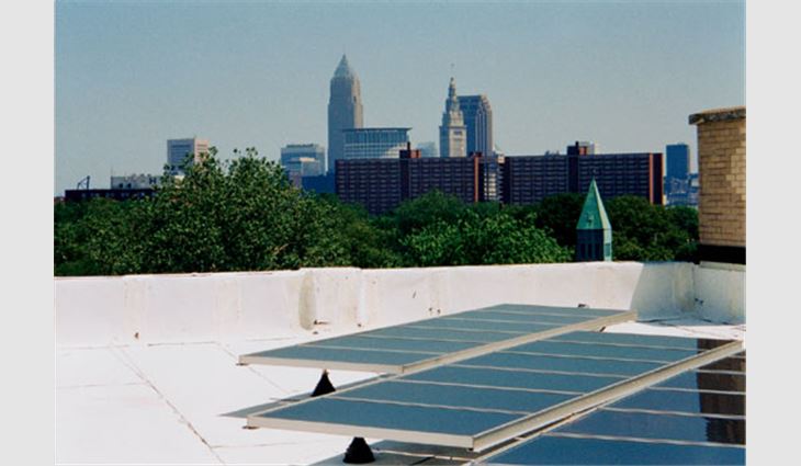 The Cleveland Environmental Center currently is going through the LEED certification process. A green roof system covers a portion of the building. The building also features solar panels.