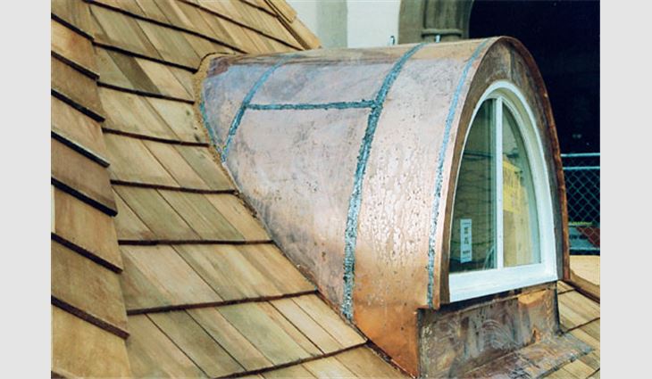 Pieros Construction installed custom-fabricated copper on various roof areas.