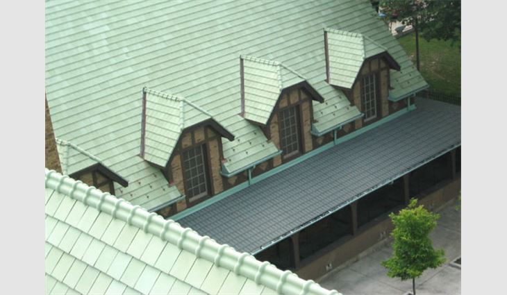 The finished product resembles the field house's original roof system.