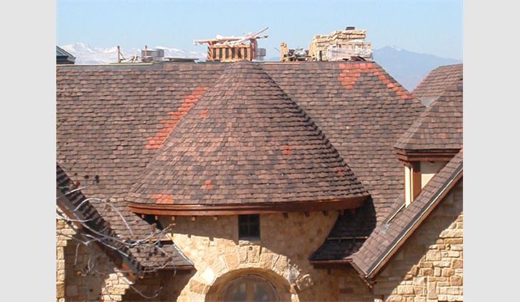 This picture show the  roof system of a private residence in Cherry Hills Village, Colo.
