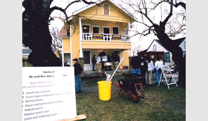Volunteers help repair a house in Houston's Third Ward as part of Kickoff to Rebuild.