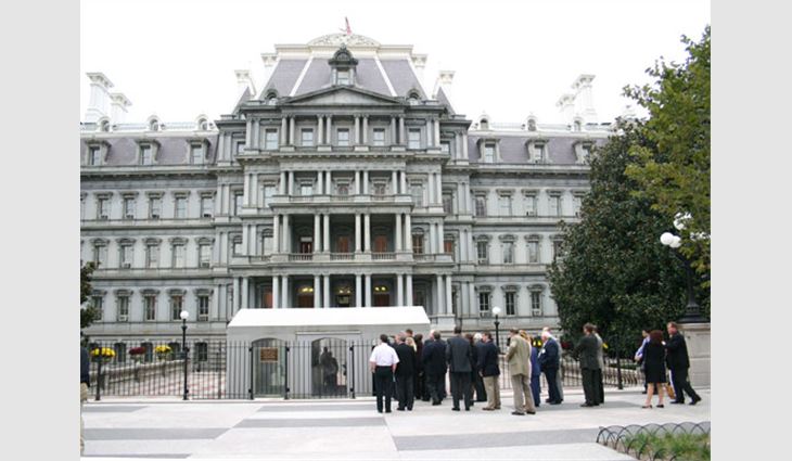 NRCA members enter the Eisenhower Executive Office Building for a White House Briefing.
