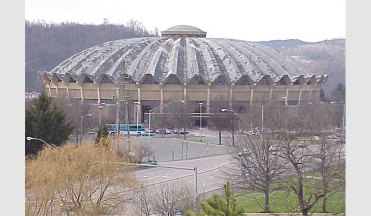 The coliseum before the reroof. 