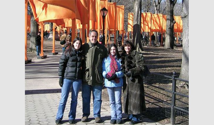Ripps, president of Palmer Asphalt Co., Bayonne, N.J., with his family in Central Park. Pictured from left to right: daughter Danielle; Ripps; daughter Perri; and wife, Nancy.