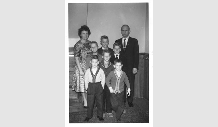 Ribble (bottom left) with his parents and brothers.
