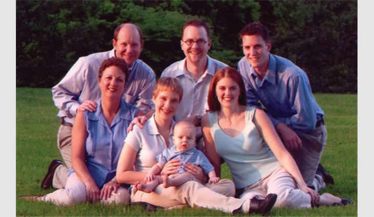 The Ribble family pictured from left to right: Ribble; his wife, DeaNa; daughter-in-law Rachel with grandson Joseff; son Clint; daughter-in-law Amber; and son Jared.
