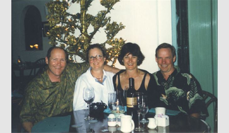Pictured from left to right: Ribble; Ribble's wife, DeaNa; Sandy Bradford; and immediate former NRCA President Dane Bradford in St. Thomas.