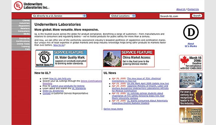 The home page of UL's Web site
