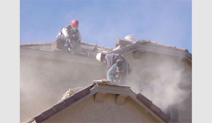 Any employee involved in installing the roof system in NIOSH's study, whether involved in cutting tiles or not, had the potential for overexposure to respirable silica and noise.
