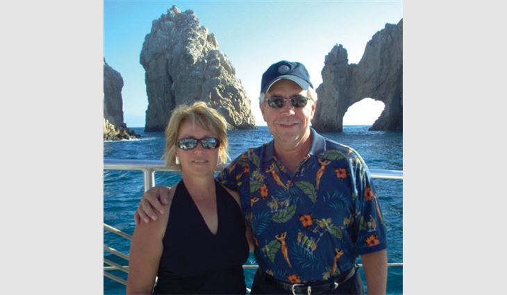 Perry with her husband, Rondi, in Cabo San Lucas, Mexico