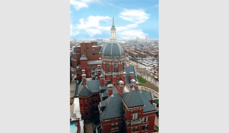 The dome on the Johns Hopkins Hospital Landmark Buildings in Baltimore
