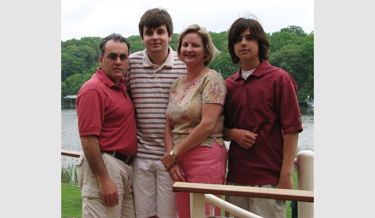 Pictured from left to right: Gaulin, son Matthew, wife Shelley and son Andrew
