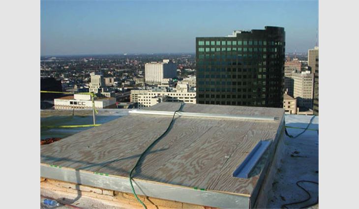 Temporary covering of open curb resulting from ventilator loss during Katrina