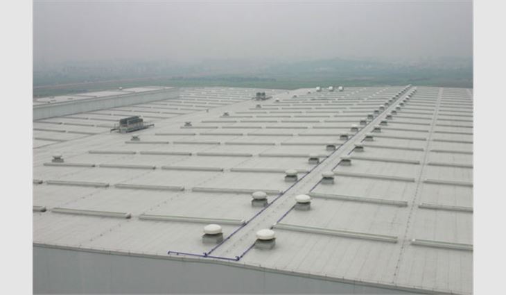 The finished PVC roof system