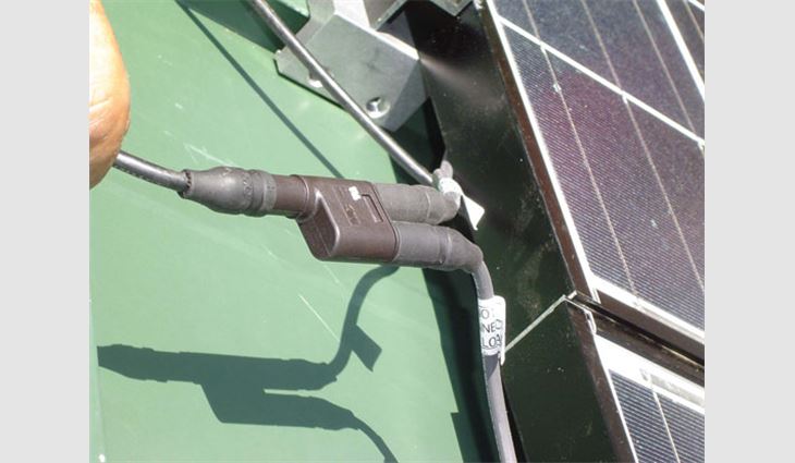 Almost all photovoltaic modules now are equipped with quick-connect wiring that allows installers to simply plug them together.