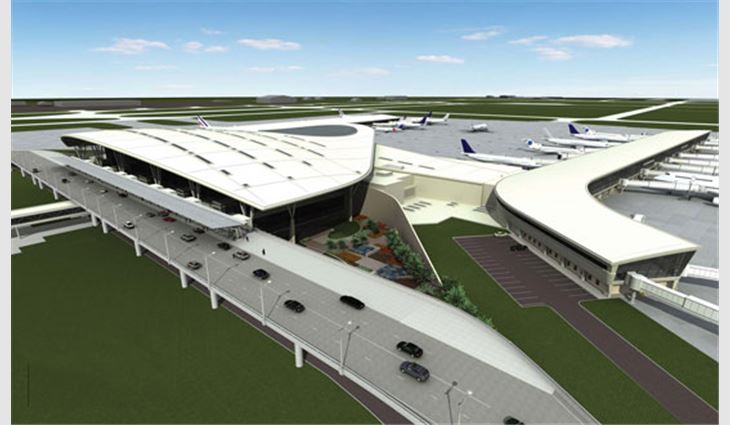 A rendering of the Indianapolis International Airport project; photos were not allowed because of restrictions resulting from 9/11.
