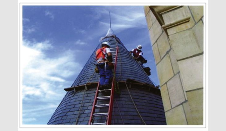 For steep-slope roofs (those with slopes greater than 4-in-12 [33 percent]), workers need to be protected with personal fall-arrest systems.