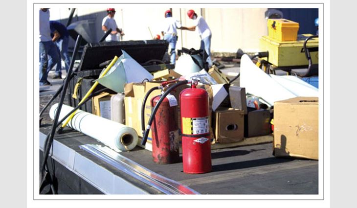 Don't send the wrong class of fire extinguisher or an insufficiently charged unit to a job site. Make certain fire extinguishers are readily accessible.