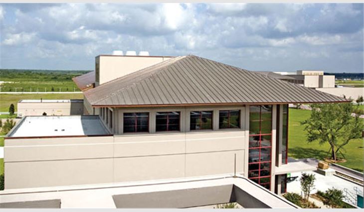 Double-lock standing-seam copper roofing was installed on some of Ave Maria's condominiums and shops.