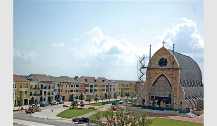 Crowther Roofing & Sheet Metal of Florida installed polymer-modified bitumen and tile roof systems on six town center buildings, which surround an oratory.
