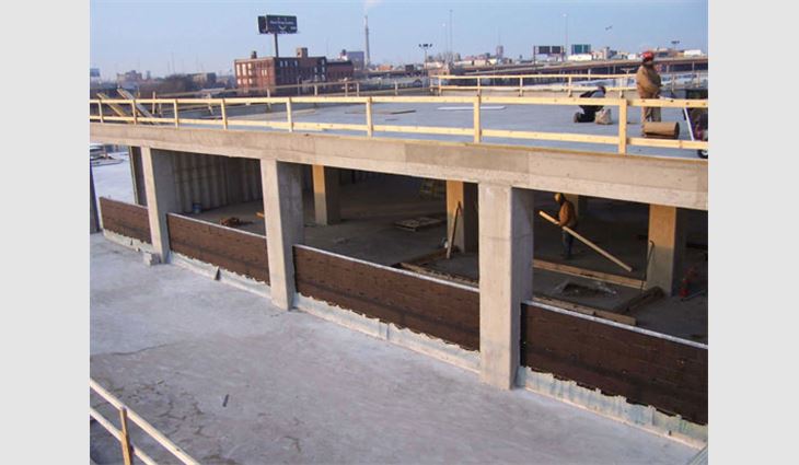 The concrete deck before roof system installation