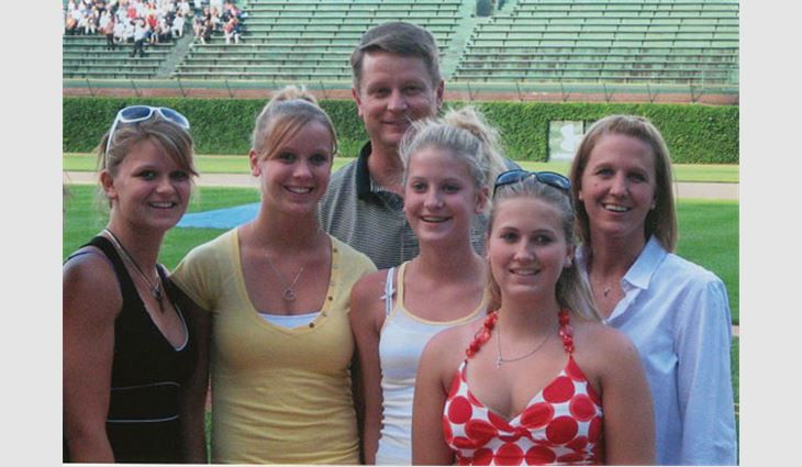 Therrien with (from left to right) daughters Olivia, Hanna, Emma and Alyssa and wife Lianne