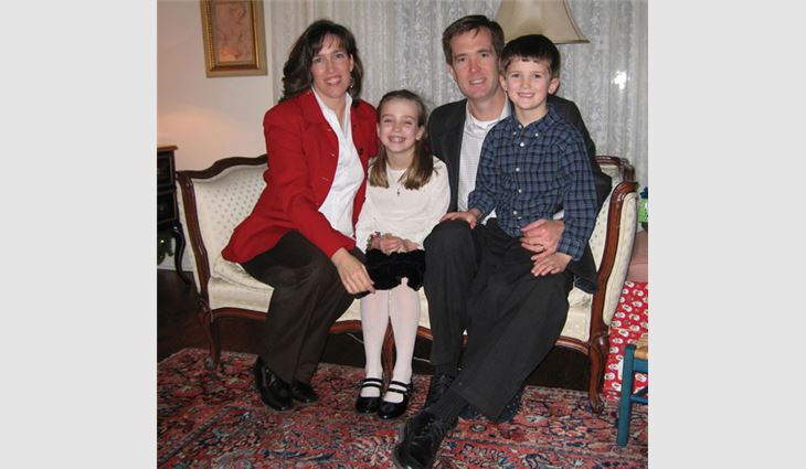 Moran with his wife Tara, daughter Grace and son Garrett 
