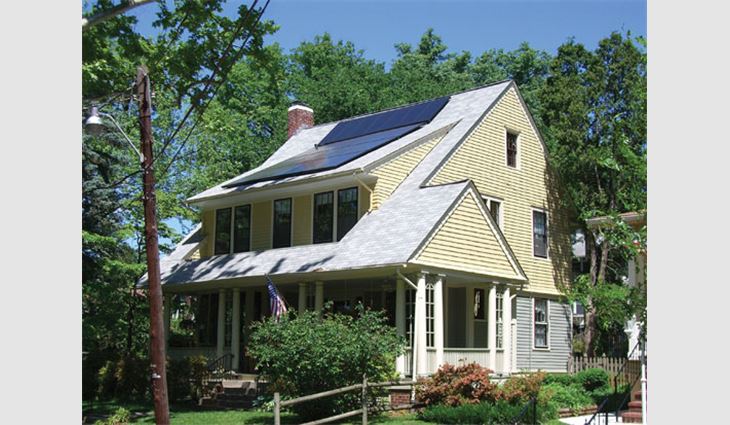This home's 7-kilowatt PV system produces nearly all the electricity the home uses each year.