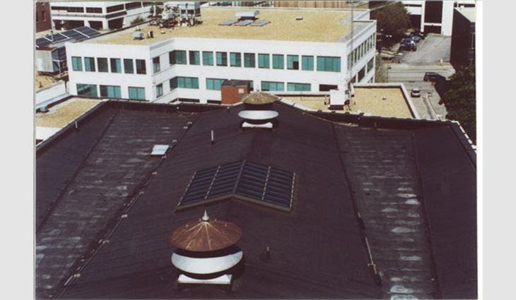 A 14-year-old built-up roof system before coating.