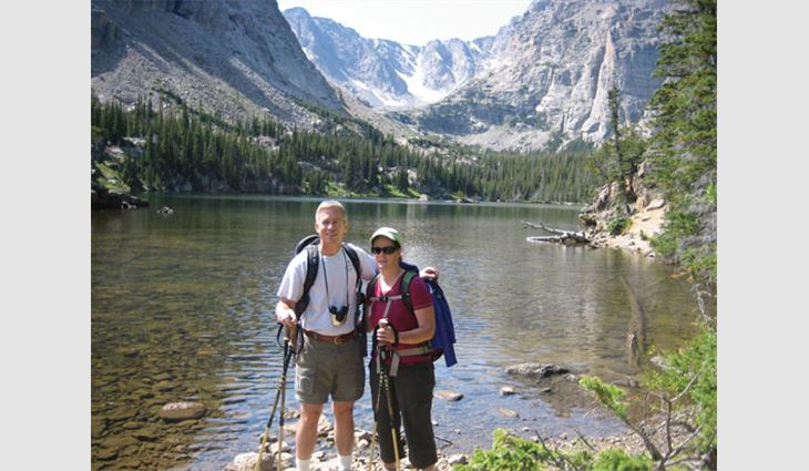 McNamara and Kate hiking in Rocky Mountain National Park
