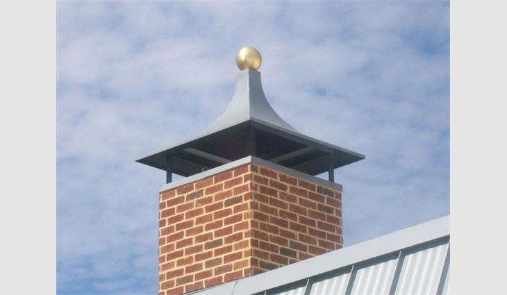 The chimney caps first were built in different sizes and designs to determine which best duplicated the owner's desired appearance.