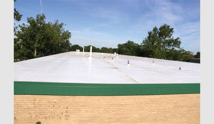 Wilson Middle School's new white TPO roof system