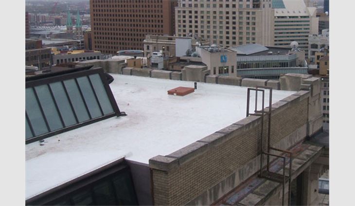 A new TPO membrane installed on the 17th floor main upper roof