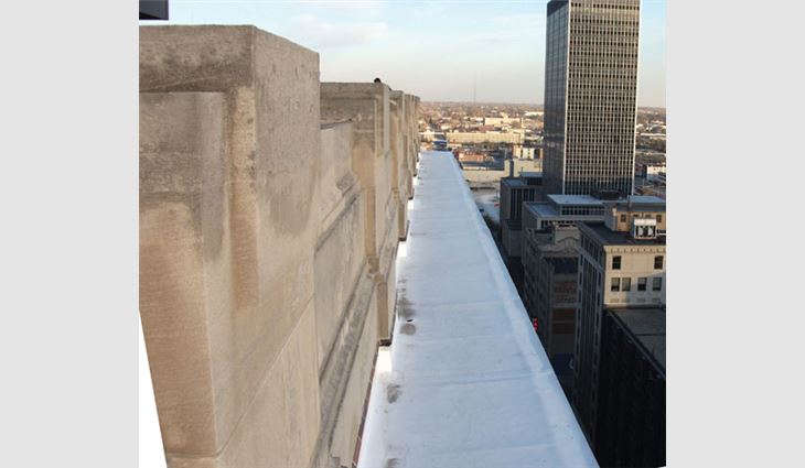 The 17th floor perimeter ledge after installing a new TPO membrane