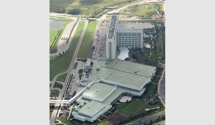 Aerial views from the East of Orlando Hilton Convention Center
