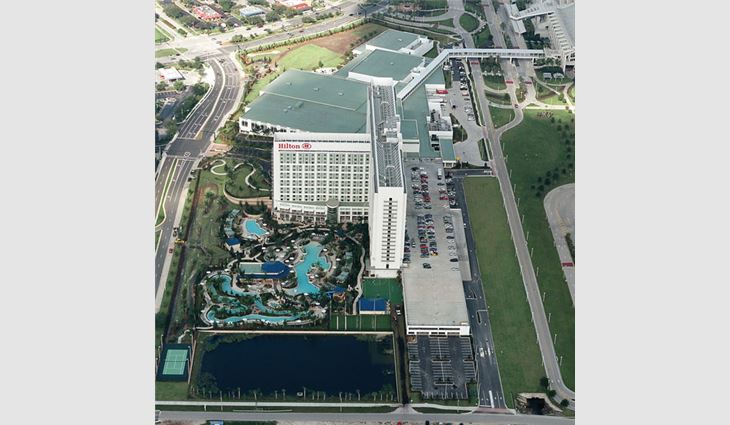 Aerial views from the West of Orlando Hilton Convention Center