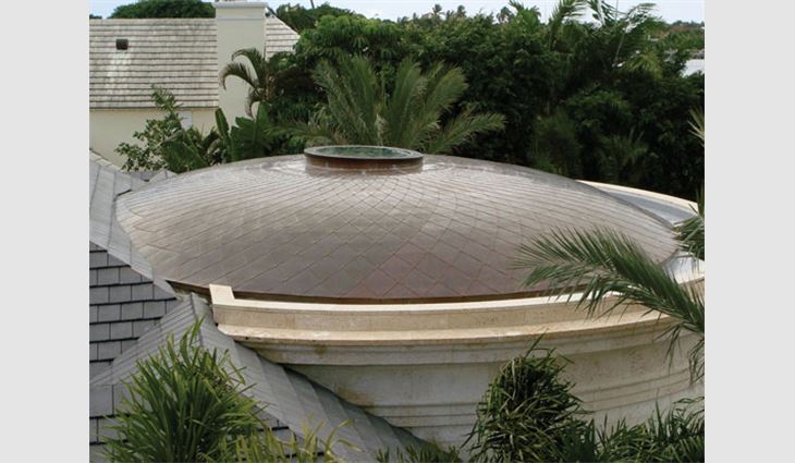 Windsong Too's diamond-pattern copper elliptical dome demanded specific planning and Old World craftsmanship.