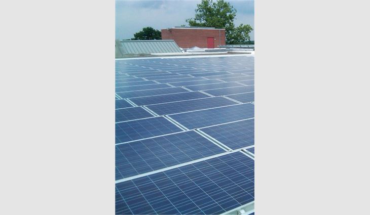 1,860 275-watt solar panels—each weighing 50 pounds and measuring 77 inches by 39 inches—were installed. 