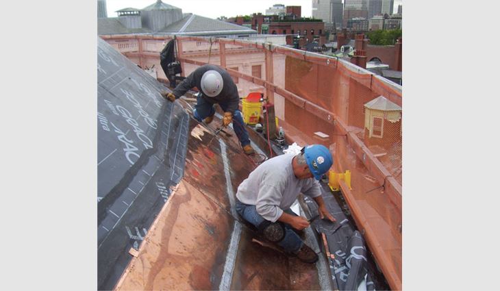 4,500 square feet of copper being installed on the House of Representatives Chamber Dome